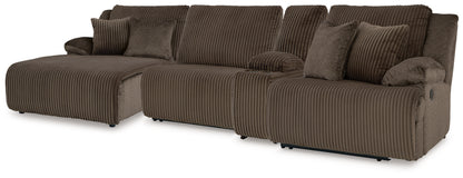 Ocala Furniture Outlet - Ashley Furniture - Top Tier Sectional - 4-Piece Reclining Sectional with Chaise / Chocolate - 92705S12