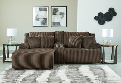 Ocala Furniture Outlet - Ashley Furniture - Top Tier Sectional - 3-Piece Reclining Sectional Sofa with Chaise / Chocolate - 92705S5