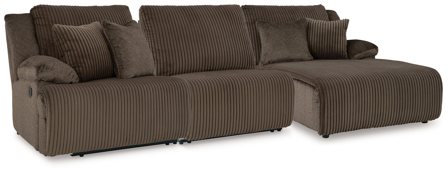 Ocala Furniture Outlet - Ashley Furniture - Top Tier Sectional - 3-Piece Reclining Sofa Chaise Sectional / Chocolate - 92705S10