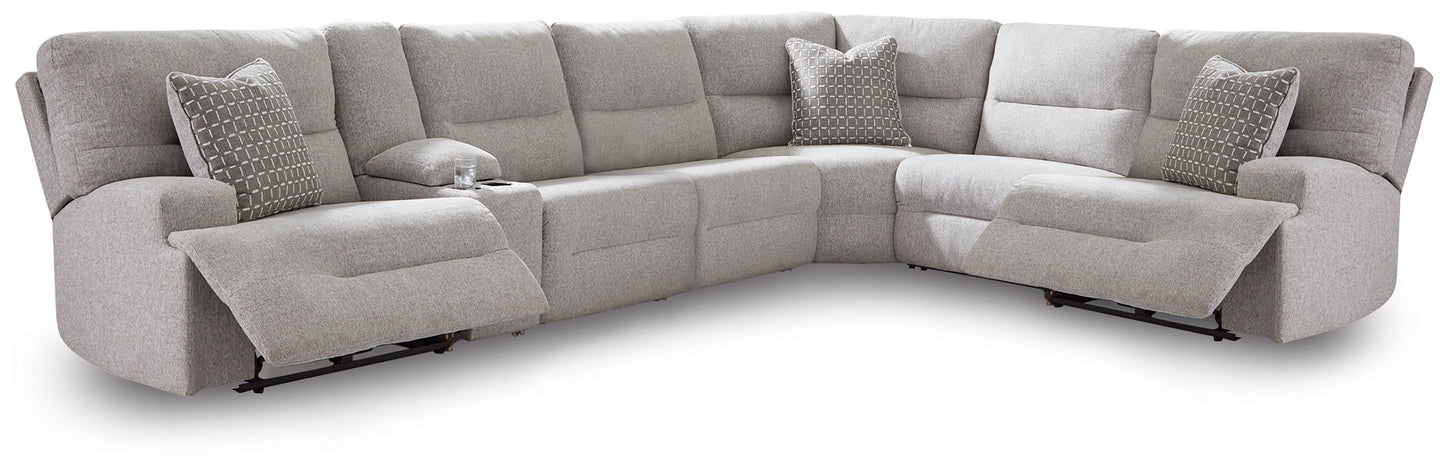 Ocala Furniture Outlet - Ashley Furniture - Acklen Place Sectional - 7-Piece Power Sectional Reclining Sofa with Storage Console / Pewter - 93605S20