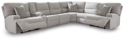 Ocala Furniture Outlet - Ashley Furniture - Acklen Place Sectional - 7-Piece Power Sectional Reclining Sofa with Storage Console / Pewter - 93605S20