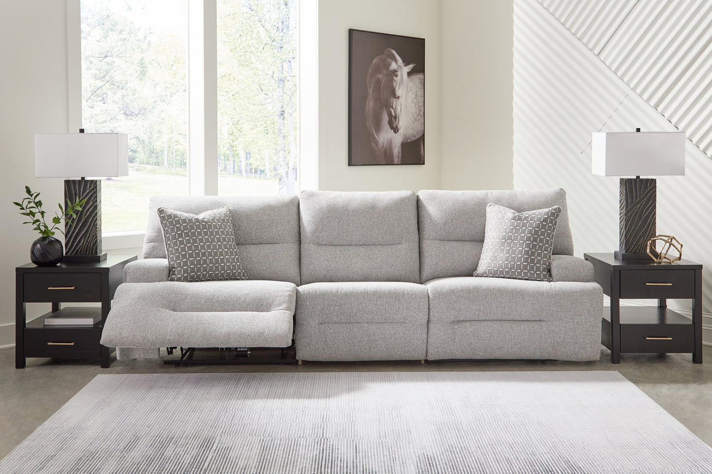 Ocala Furniture Outlet - Ashley Furniture - Acklen Place Sectional - 3-Piece Power Reclining Sectional Sofa / Pewter - 93605S18