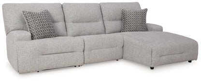 Ocala Furniture Outlet - Ashley Furniture - Acklen Place Sectional - 3-Piece Power Reclining Sectional / Pewter - 93605S6