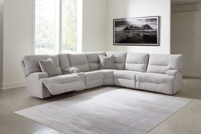 Ocala Furniture Outlet - Ashley Furniture - Acklen Place Sectional - 6-Piece Power Reclining Sectional / Pewter - 93605S9
