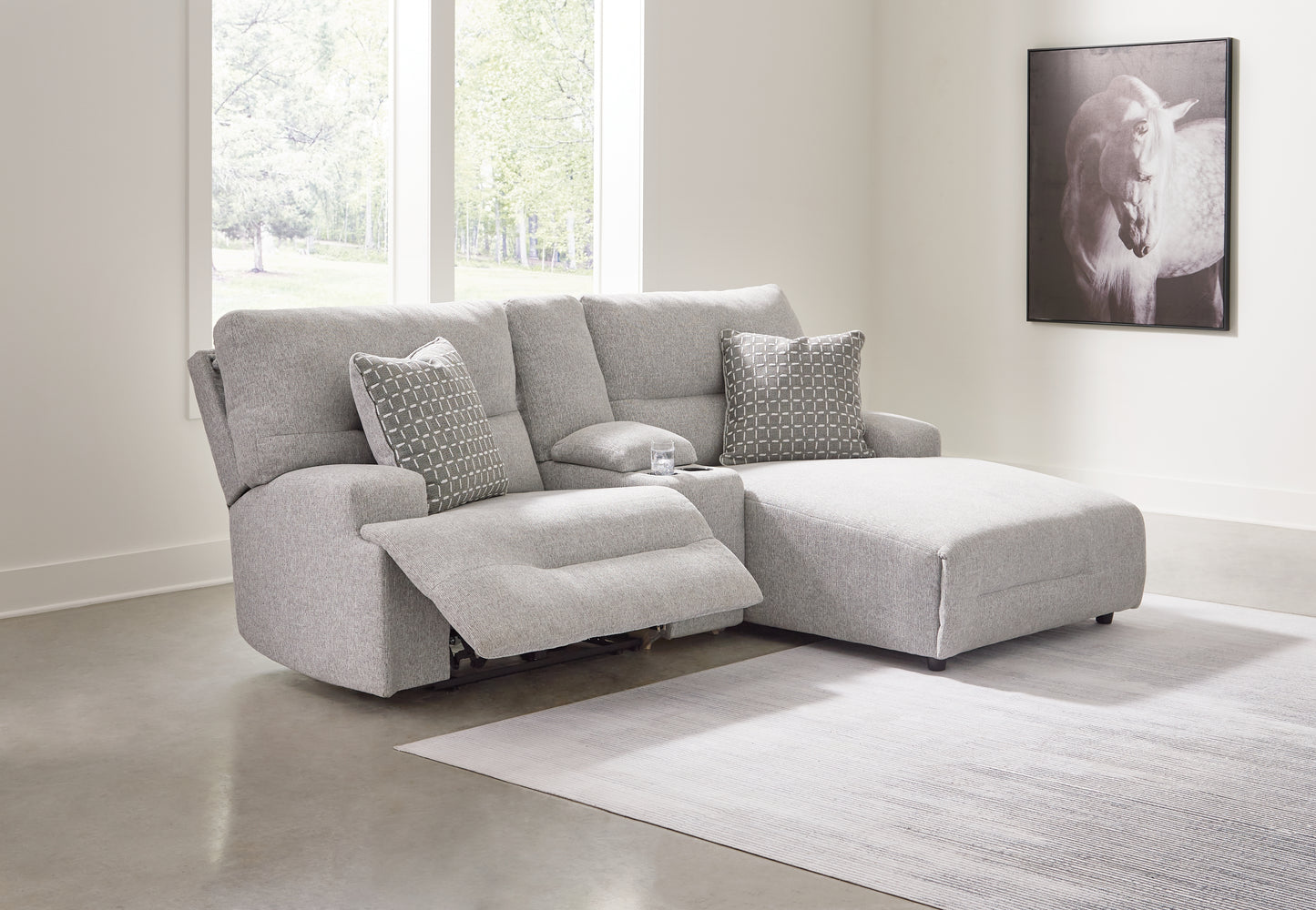 Ocala Furniture Outlet - Ashley Furniture - Acklen Place Sectional - 3-Piece Power Reclining Sectional Sofa with Chaise / Pewter - 93605S4