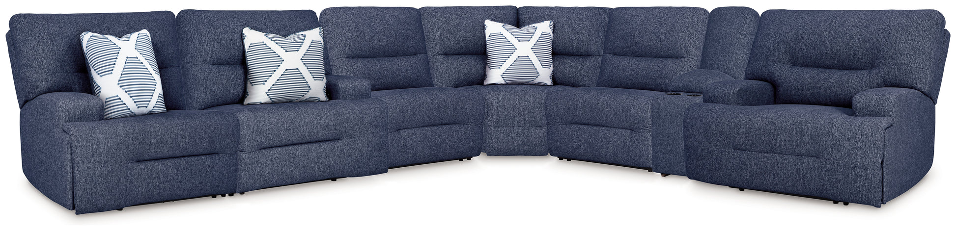 Ocala Furniture Outlet - Ashley Furniture - Acklen Place Sectional - 7-Piece Power Reclining Sectional / Navy - 93607S8