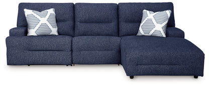 Ocala Furniture Outlet - Ashley Furniture - Acklen Place Sectional - 3-Piece Power Reclining Sectional / Navy - 93607S6