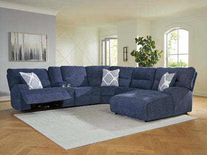 Ocala Furniture Outlet - Ashley Furniture - Acklen Place Sectional - 6-Piece Power Reclining Sectional with Chaise / Navy - 93607S1