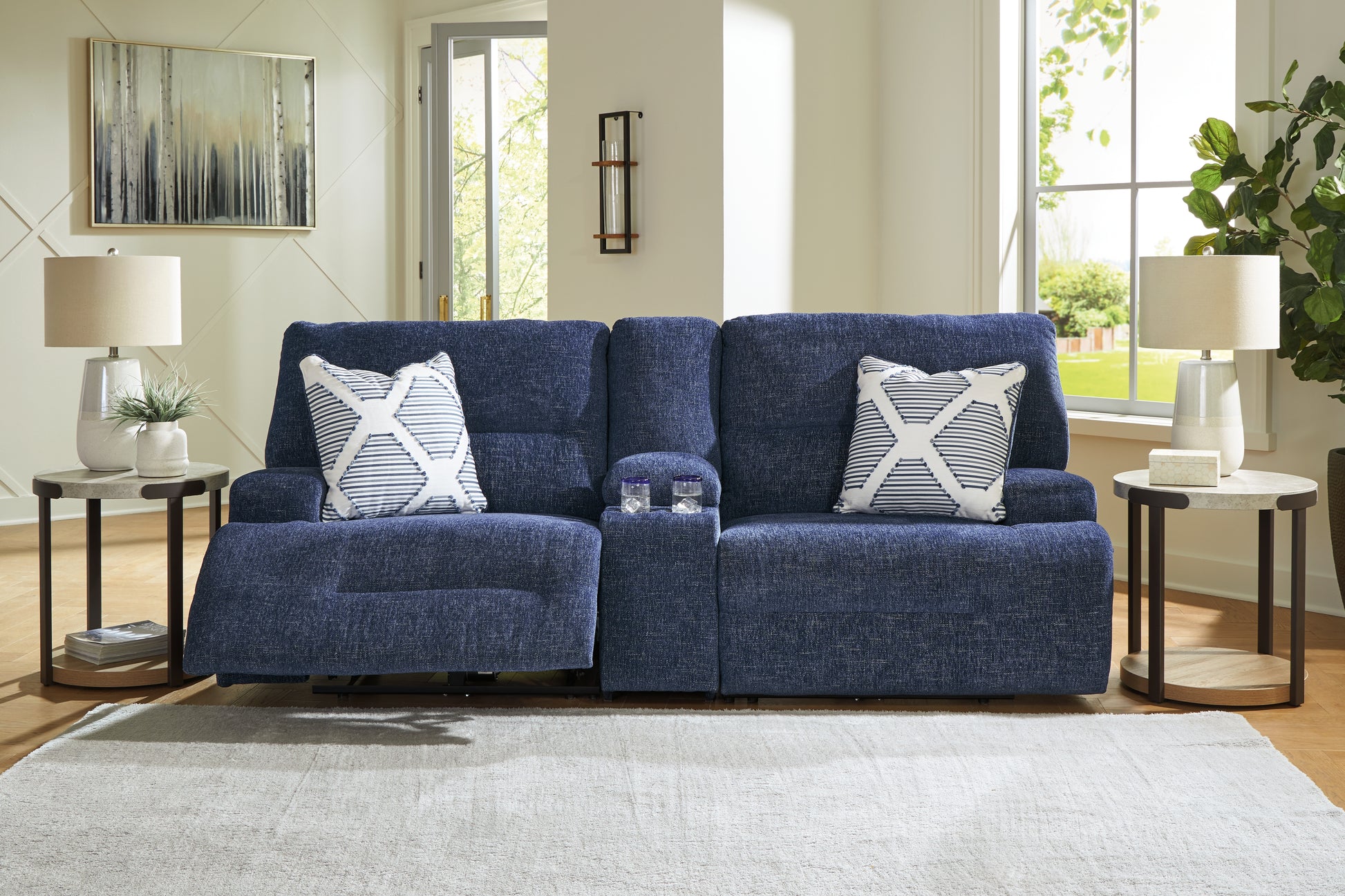 Ocala Furniture Outlet - Ashley Furniture - Acklen Place Sectional - 3-Piece Sectional / Navy - 93607S10