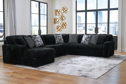Ocala Furniture Outlet - Ashley Furniture - Midnight-Madness Sectional - RAF 4-Piece Sectional with Chaise / Onyx - 98103S4