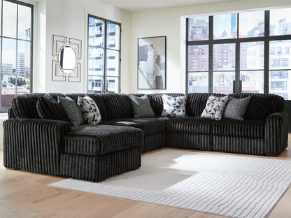 Ocala Furniture Outlet - Ashley Furniture - Midnight-Madness Sectional - RAF 6-Piece Sectional with Chaise / Onyx - 98103S23
