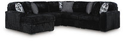 Ocala Furniture Outlet - Ashley Furniture - Midnight-Madness Sectional - RAF 5-Piece Sectional with Chaise / Onyx - 98103S21