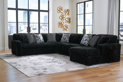 Ocala Furniture Outlet - Ashley Furniture - Midnight-Madness Sectional - LAF 4-Piece Sectional with Chaise / Onyx - 98103S3