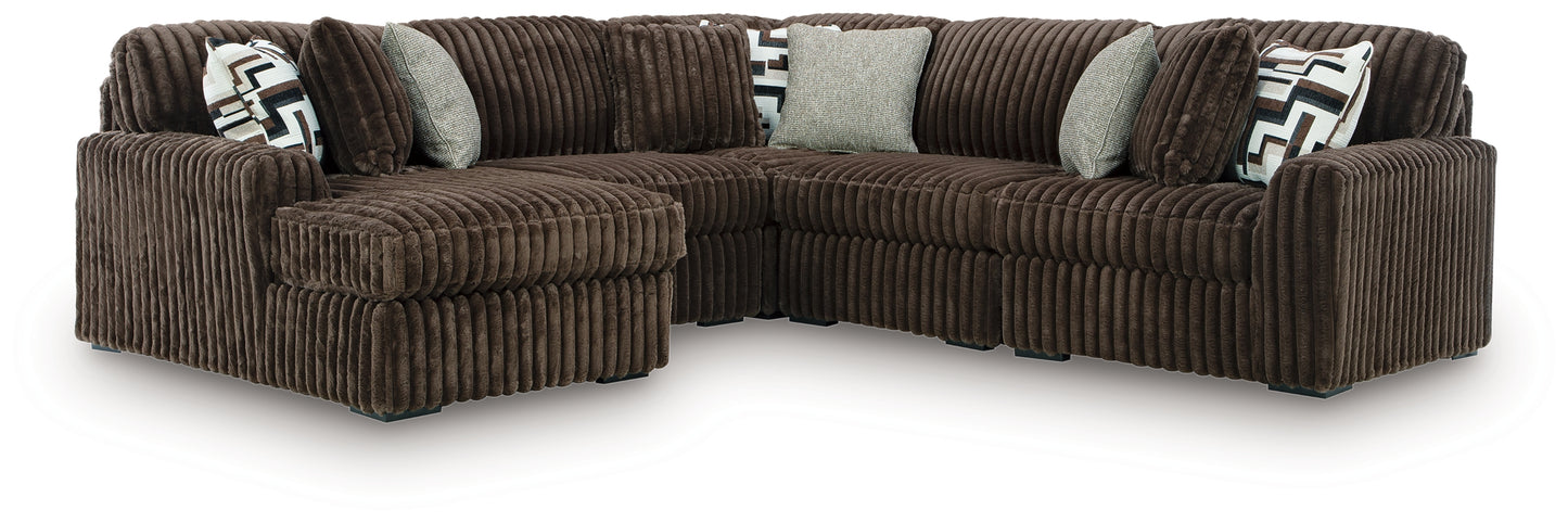Ocala Furniture Outlet - Ashley Furniture - Midnight-Madness Sectional - RAF 5-Piece Sectional with Chaise / Chocolate - 98104S21