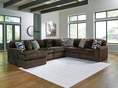 Ocala Furniture Outlet - Ashley Furniture - Midnight-Madness Sectional - RAF 6-Piece Sectional with Chaise / Chocolate - 98104S23