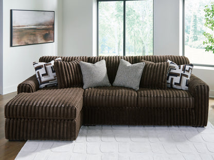 Ocala Furniture Outlet - Ashley Furniture - Midnight-Madness Sectional - RAF 2-Piece Sectional Sofa with Chaise / Chocolate - 98104S1