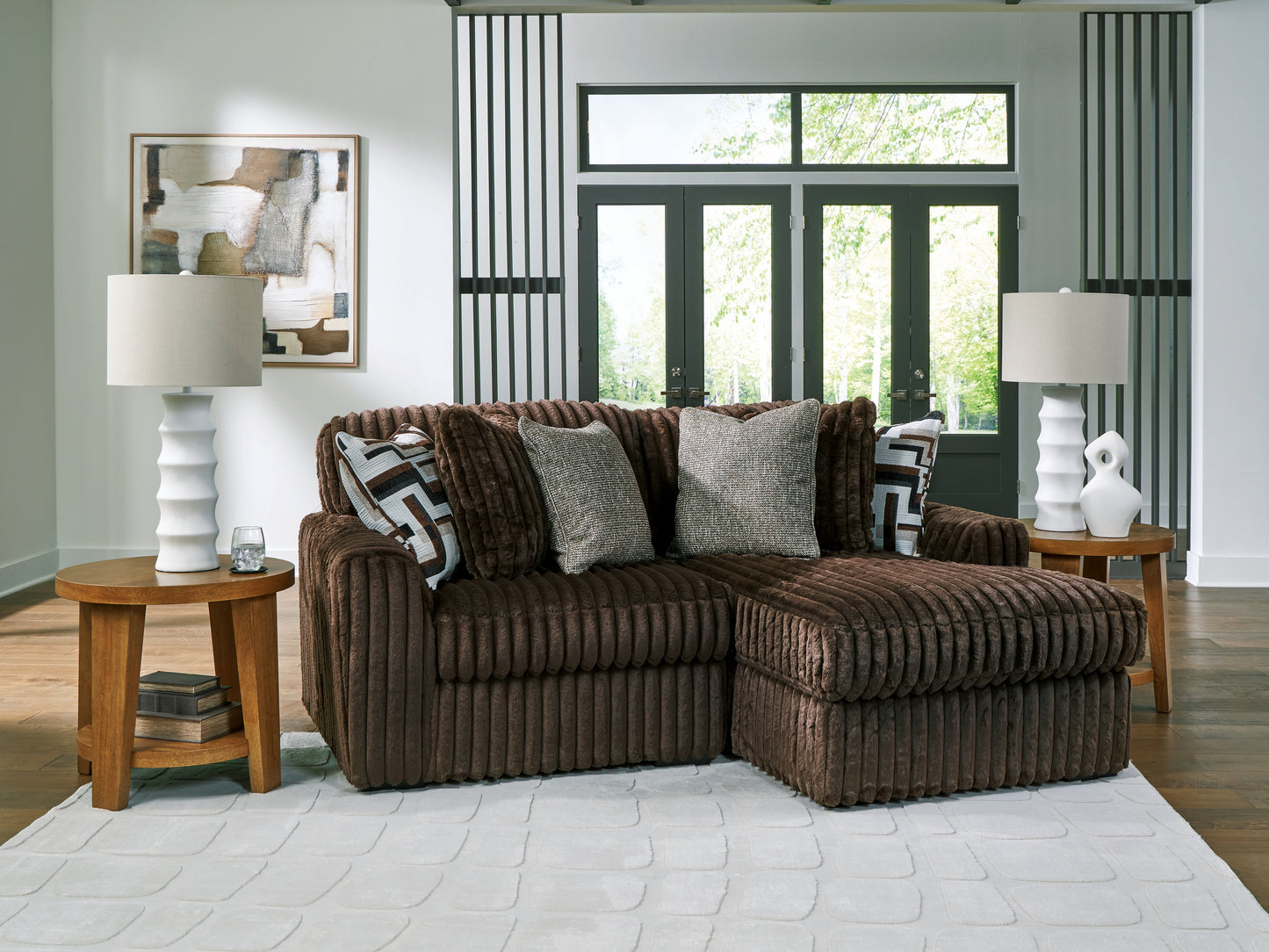 Ocala Furniture Outlet - Ashley Furniture - Midnight-Madness Sectional - RAF 2-Piece Sectional with Chaise / Chocolate - 98104S14