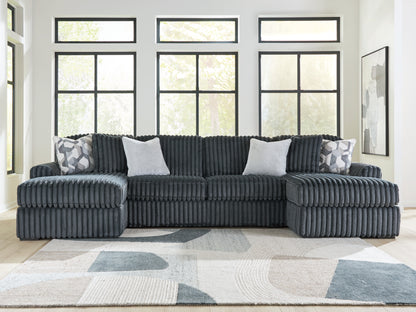 Ocala Furniture Outlet - Ashley Furniture - Midnight-Madness Sectional - RAF 3-Piece Double Chaise Sectional / Gunmetal - 98105S7