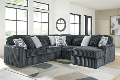 Ocala Furniture Outlet - Ashley Furniture - Midnight-Madness Sectional - RAF 5-Piece Sectional with Chaise / Gunmetal - 98105S23