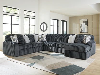 Ocala Furniture Outlet - Ashley Furniture - Midnight-Madness Sectional - LAF 4-Piece Sectional with Chaise / Gunmetal - 98105S2