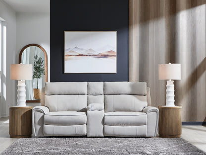 Ocala Furniture Outlet - Ashley Furniture - Social Pointe Sectional - 3-Piece Power Reclining Sectional / Pearl/Ash - PC98802S3