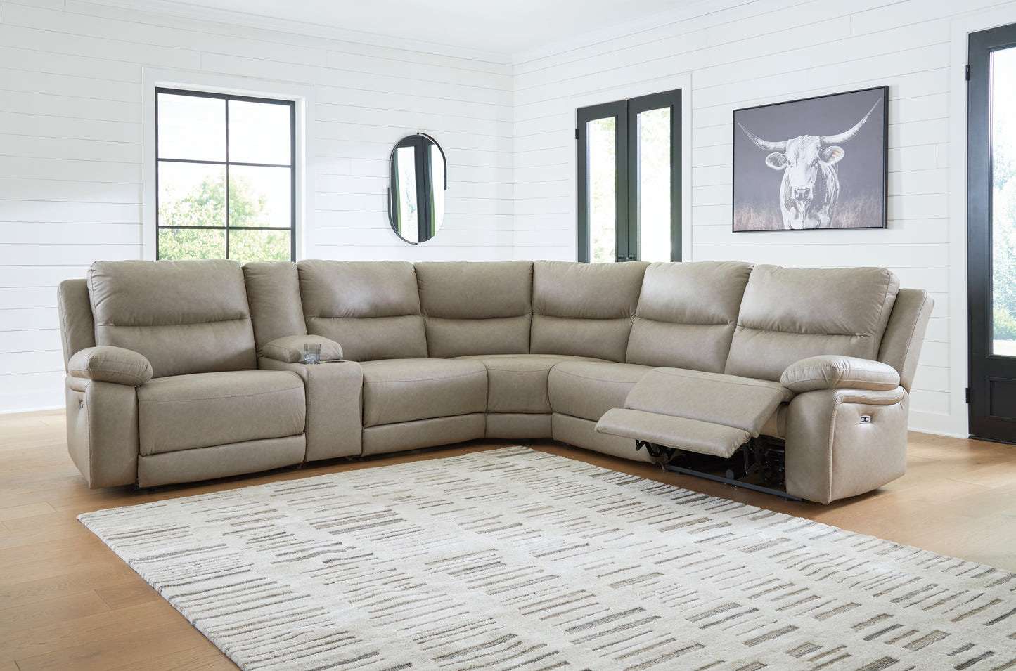 Ocala Furniture Outlet - Ashley Furniture - Narwhal Place Sectional - 6-Piece Power Reclining Sectional / Pebble - PC99201S10