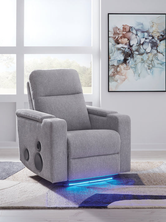 Ocala Furniture Outlet - Ashley Furniture - Pineland Living Room - Glider PWR REC w/Audio System / Pewter - PC9930642A