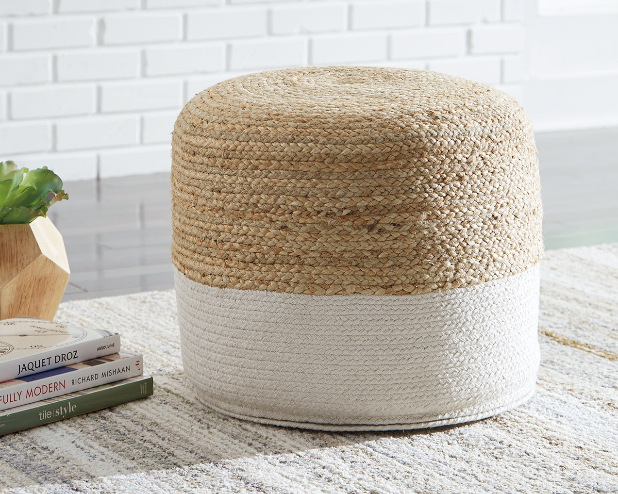 Ocala Furniture Outlet - Ashley Furniture - Sweed Valley Pouf - Pouf / Natural/White - A1000420