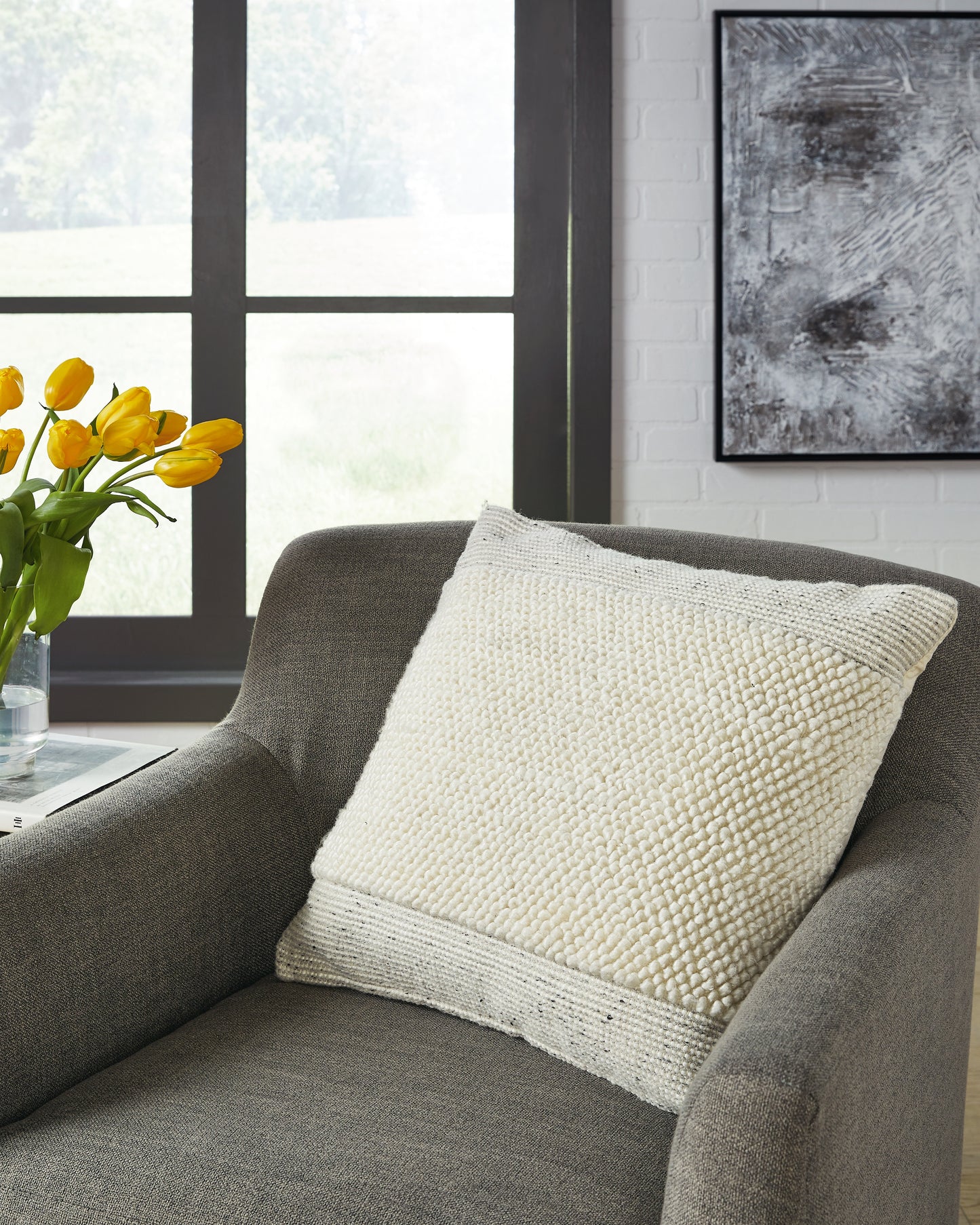 Ocala Furniture Outlet - Ashley Furniture - Rowcher Pillows - Pillow / Gray/White - A1001004P