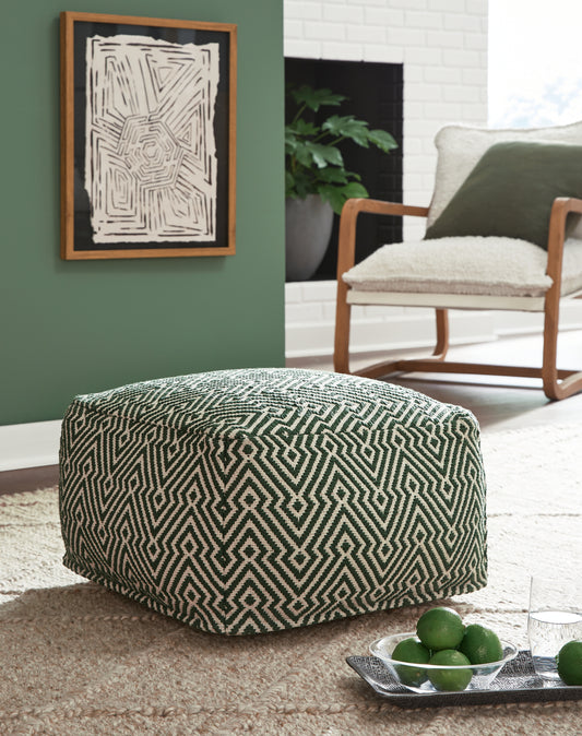Ocala Furniture Outlet - Ashley Furniture - Abacy Pouf - Pouf / Green/Ivory - A1001053