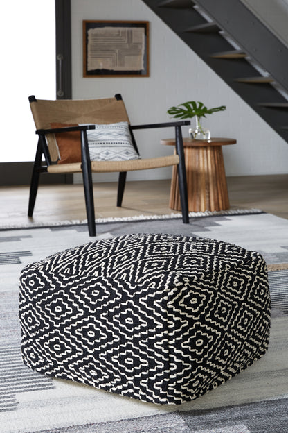 Ocala Furniture Outlet - Ashley Furniture - Jasett Pouf - Pouf / Black/Ivory - A1001058