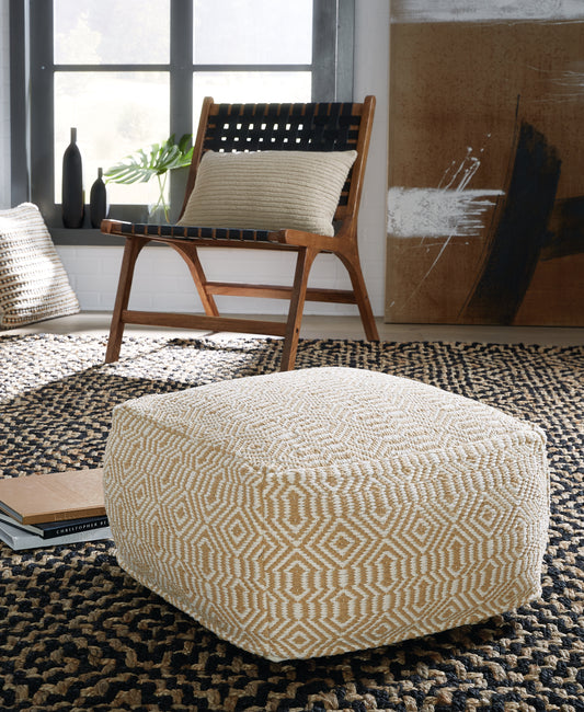 Ocala Furniture Outlet - Ashley Furniture - Adamont Pouf - Pouf / Tan/Ivory - A1001059
