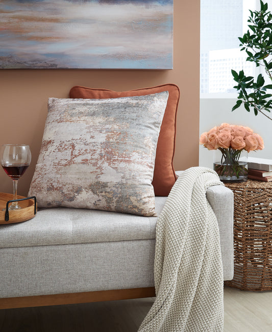 Ocala Furniture Outlet - Ashley Furniture - Edinfielders Pillows - Pillow (4/CS) / Cream/Gray/Rust - A1001094