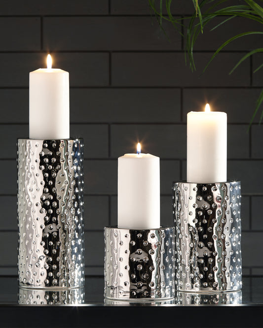 Ocala Furniture Outlet - Ashley Furniture - Marisa Candle Holder - Candle Holder Set (3/CN) / Gold Finish - A2000461