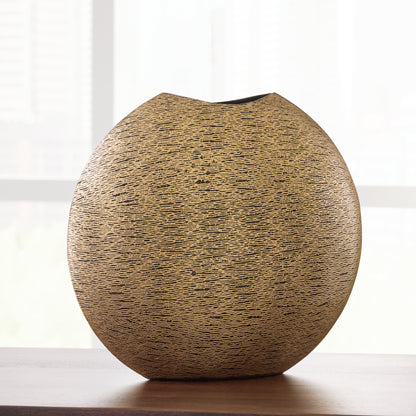 Ocala Furniture Outlet - Ashley Furniture - Iansboro Vase - Vase / Antique Gold Finish - A2000696