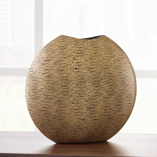 Ocala Furniture Outlet - Ashley Furniture - Iansboro Vase - Vase / Antique Gold Finish - A2000696