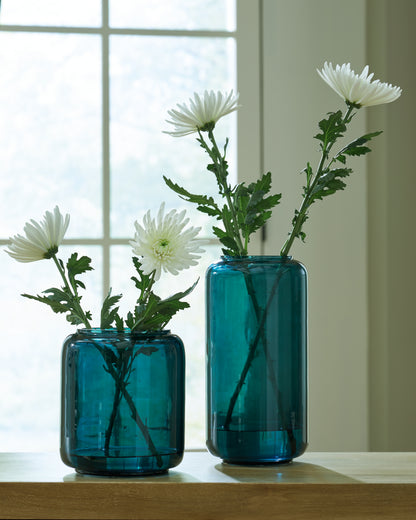 Ocala Furniture Outlet - Ashley Furniture - Inisland Vase - Vase Set (Set of 2) / Teal - A2000797A1