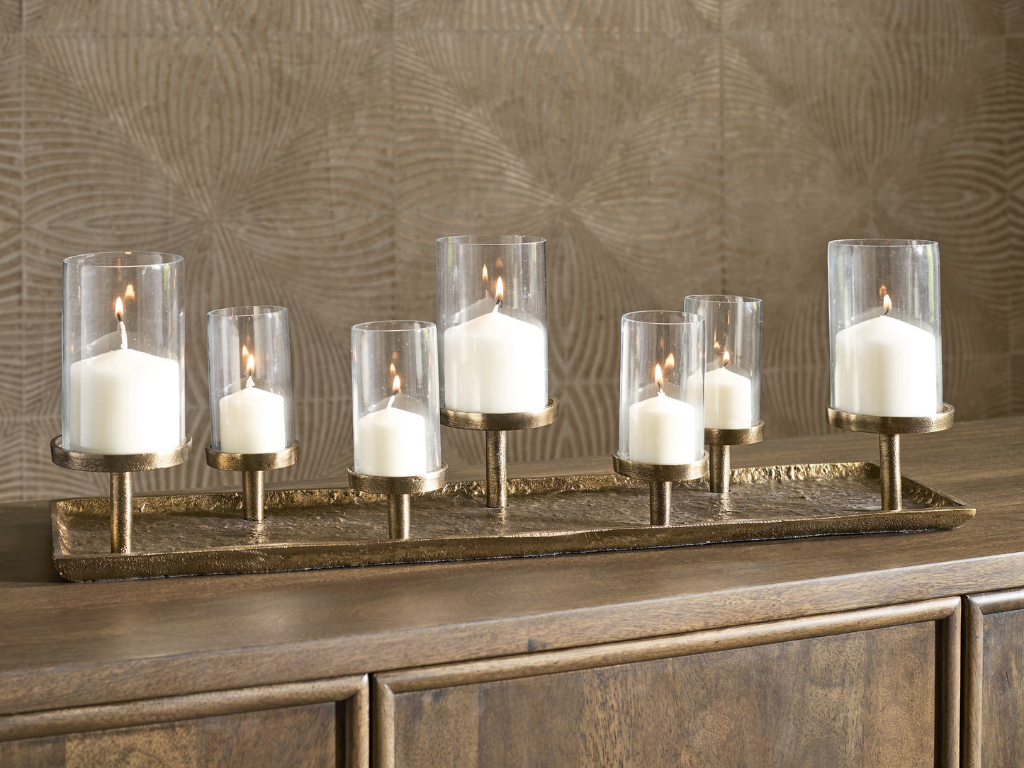 Ocala Furniture Outlet - Ashley Furniture - Wallmond Candle Holder - Candle Holder / Antique Brass Finish - A2000820