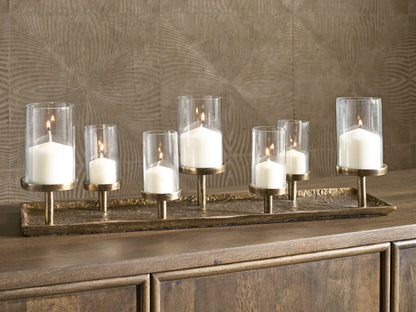 Ocala Furniture Outlet - Ashley Furniture - Wallmond Candle Holder - Candle Holder / Antique Brass Finish - A2000820