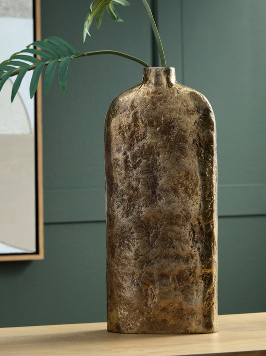 Ocala Furniture Outlet - Ashley Furniture - Wallmond Vase - Vase / Antique Brass Finish - A2000821