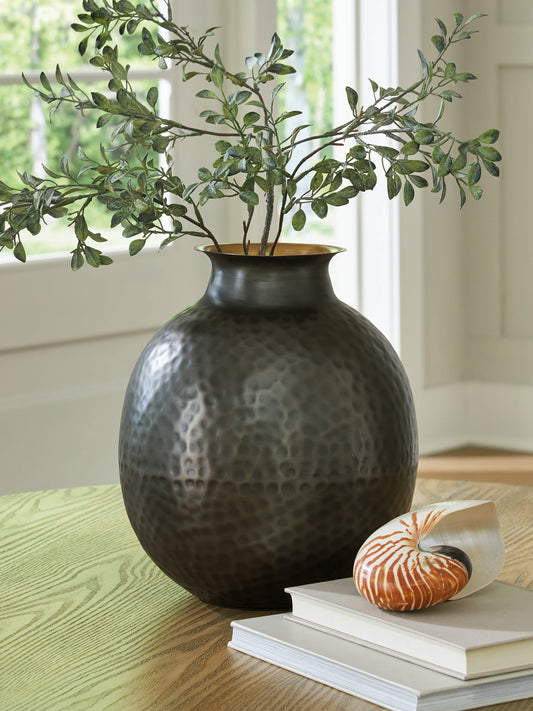 Ocala Furniture Outlet - Ashley Furniture - Woody Vase - Vase / Pewter/Gold Finish - A2000844