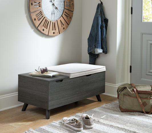 Ocala Furniture Outlet - Ashley Furniture - Yarlow Storage Bench - Storage Bench / Linen/Gray / 39"W x 19"D x 17"H - A3000321