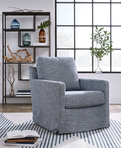 Ocala Furniture Outlet - Ashley Furniture - Nenana Next-Gen Nuvella Swivel Glider Accent Chair - Swivel Glider Accent Chair / Denim - A3000646