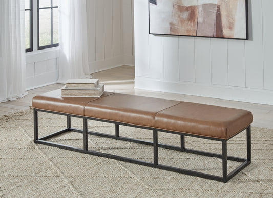 Ocala Furniture Outlet - Ashley Furniture - Joston Accent Bench - Accent Bench / Caramel / 71"W x 19"D x 16"H - A3000693