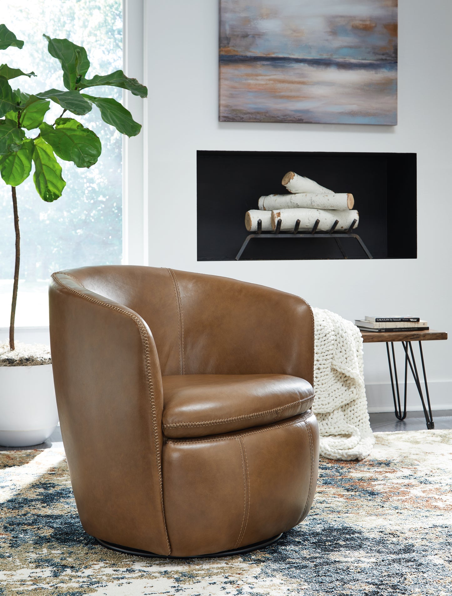 Ocala Furniture Outlet - Ashley Furniture - Kierreys Swivel Accent Chair - Swivel Accent Chair / Caramel - A3000700