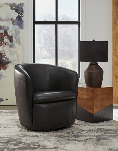 Ocala Furniture Outlet - Ashley Furniture - Kierreys Swivel Accent Chair - Swivel Accent Chair / Midnight - A3000702