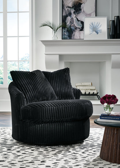 Ocala Furniture Outlet - Ashley Furniture - Gramwell Swivel Accent Chair - Swivel Accent Chair / Onyx - A3000725