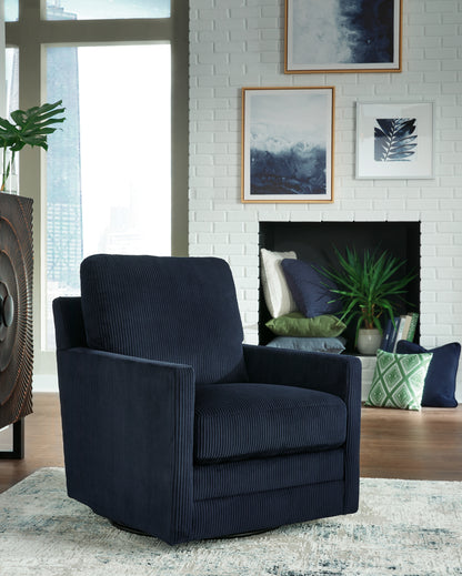 Ocala Furniture Outlet - Ashley Furniture - Icaman Swivel Accent Chair - Swivel Accent Chair / Navy - A3000727