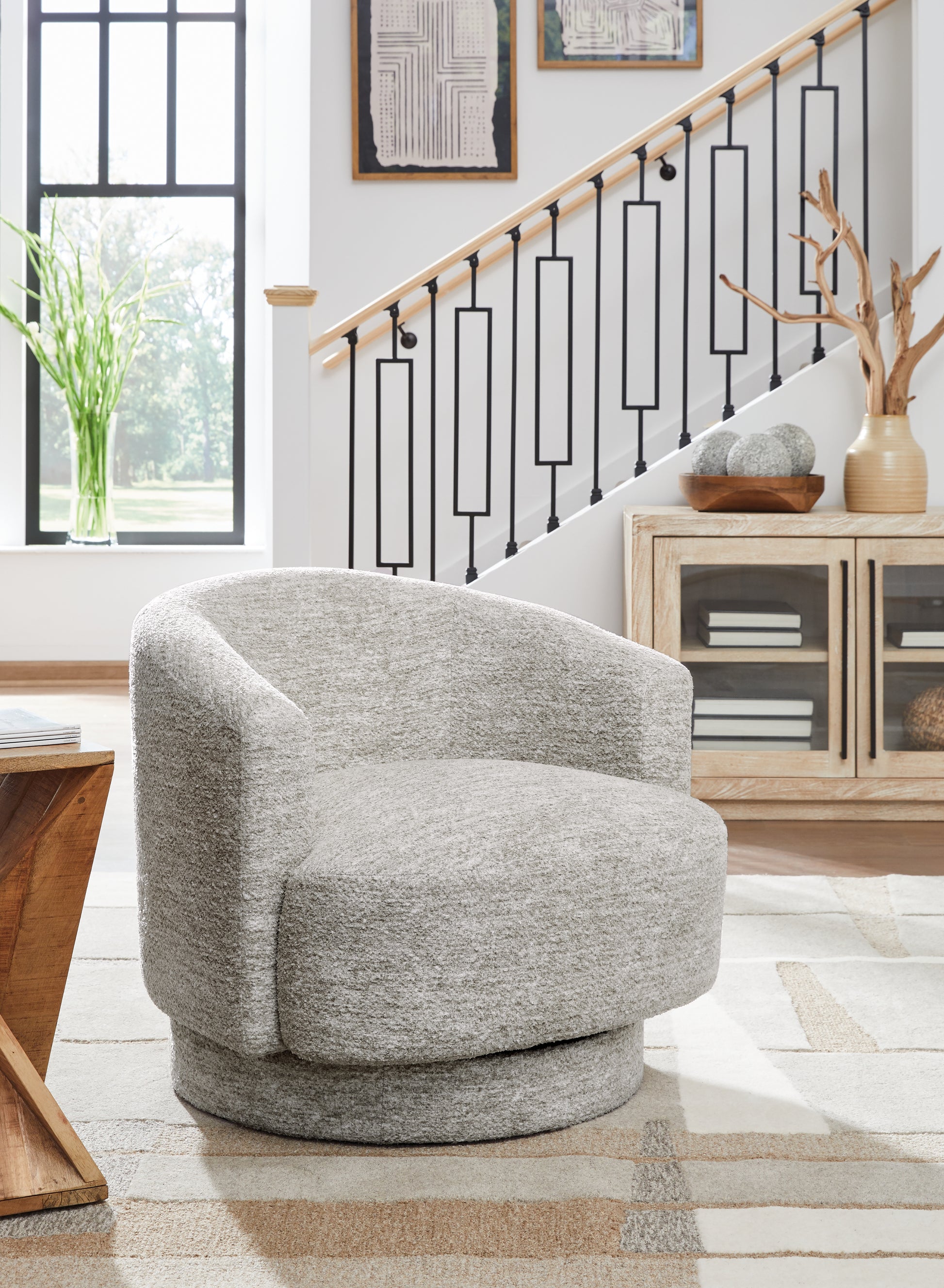 Ocala Furniture Outlet - Ashley Furniture - Wardsor Swivel Accent Chair - Swivel Accent Chair / Stone - A3000731