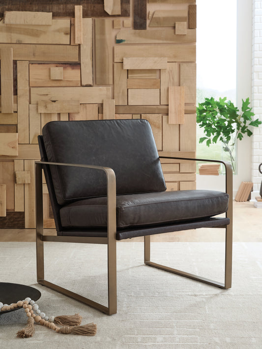 Ocala Furniture Outlet - Ashley Furniture - Bradett Accent Chair - Accent Chair / Dark Brown/Gold Finish - A3000763